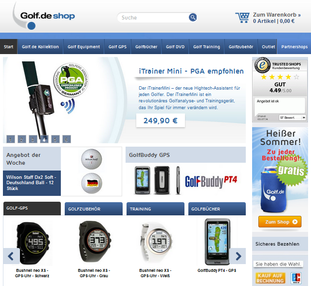 Golf.de Shop Screenshot