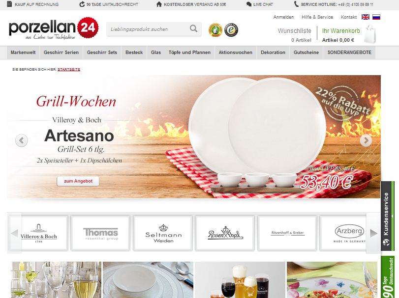 Porzellanhandel24.de Screenshot