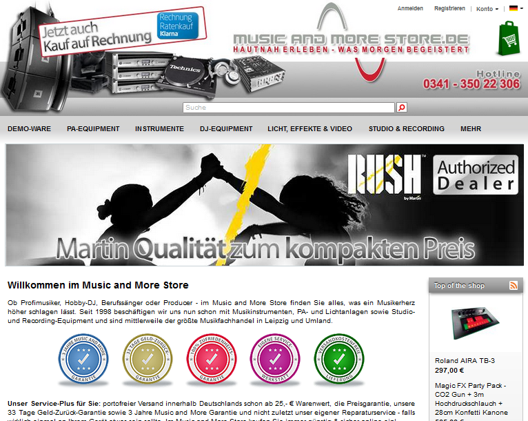 Music and More Store Screenshot