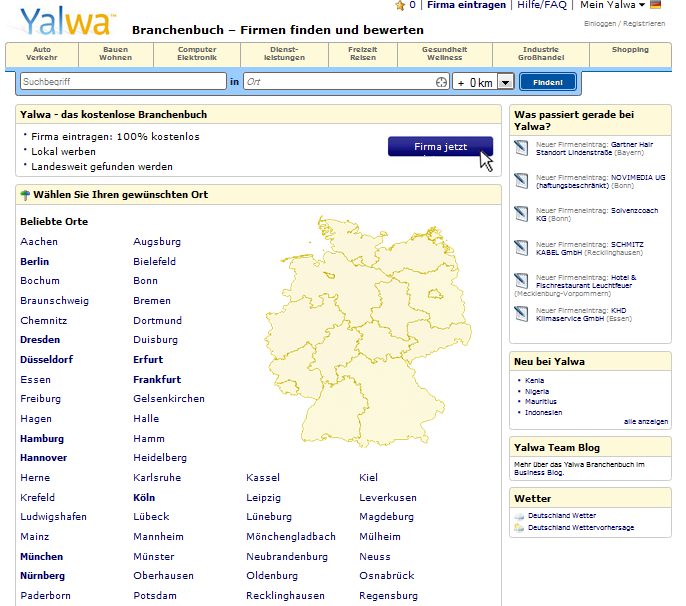 Yalwa Branchenbuch Screenshot