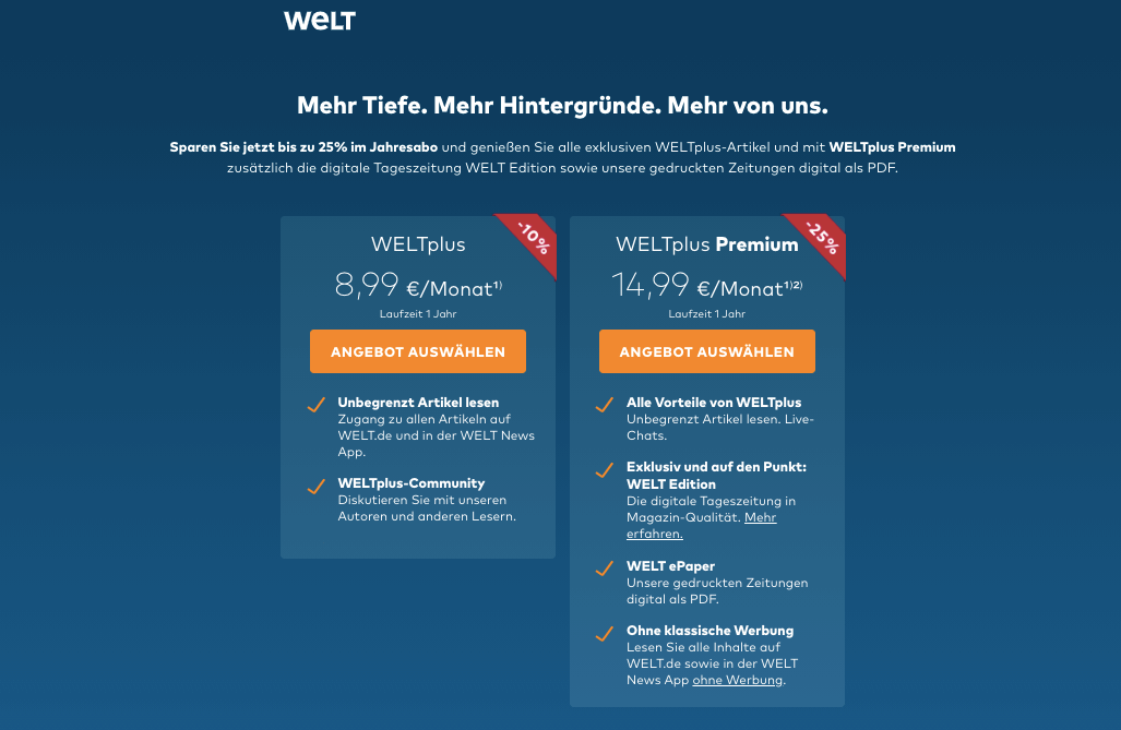 WELT+ Screenshot