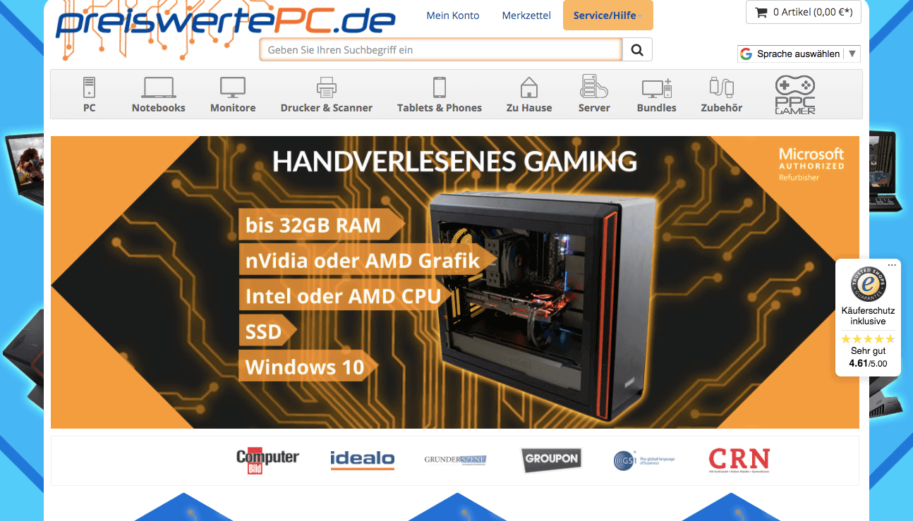 preiswertePC.de Screenshot