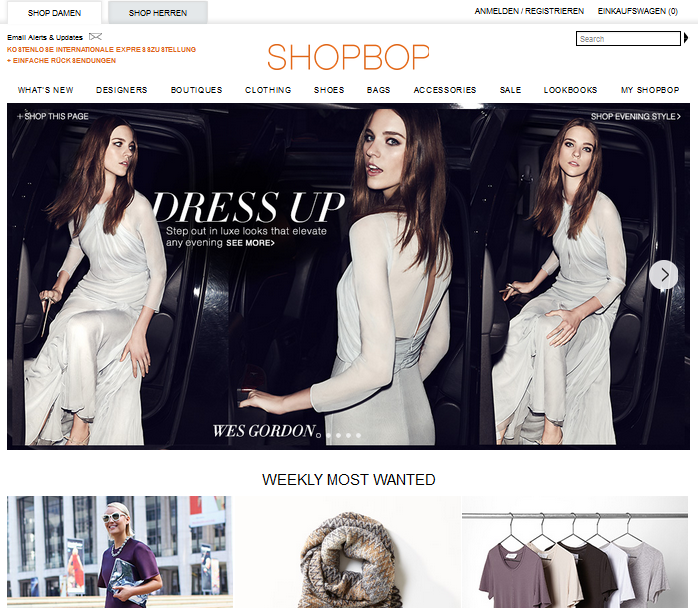 Shopbop Screenshot