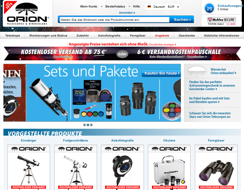 Orion Telescopes & Binoculars Screenshot