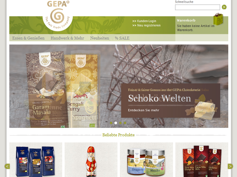 Gepa Onlineshop Screenshot