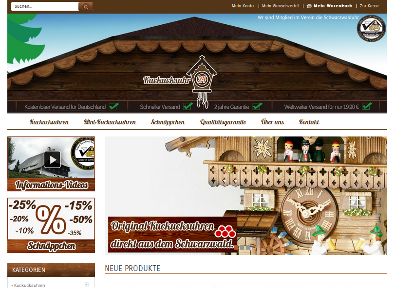 Kuckucksuhr24.com Screenshot