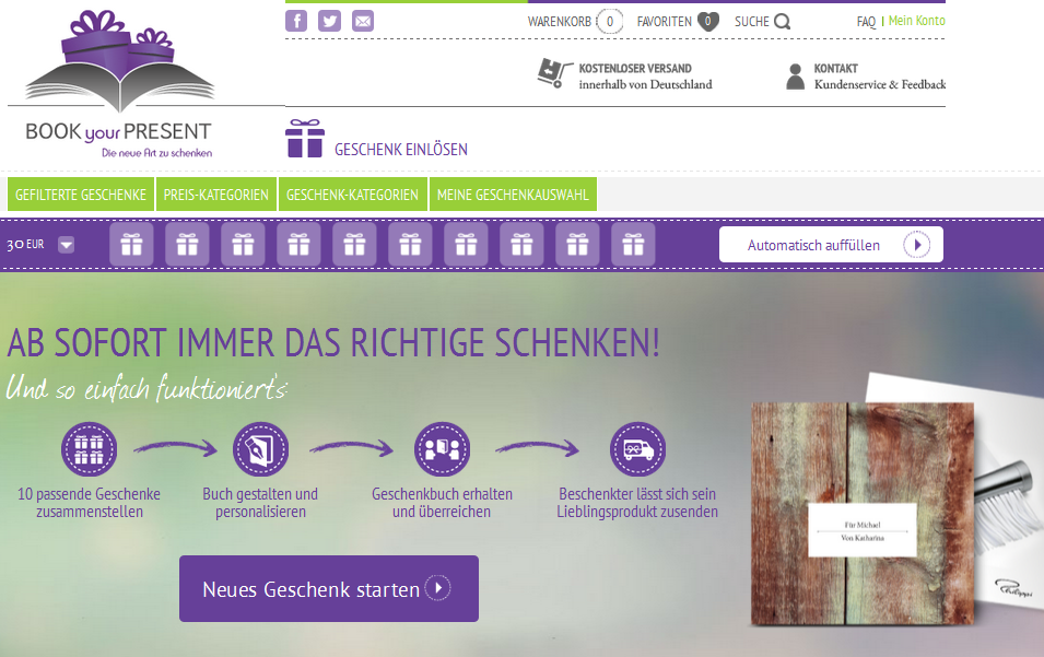 BOOKyourPRESENT Screenshot