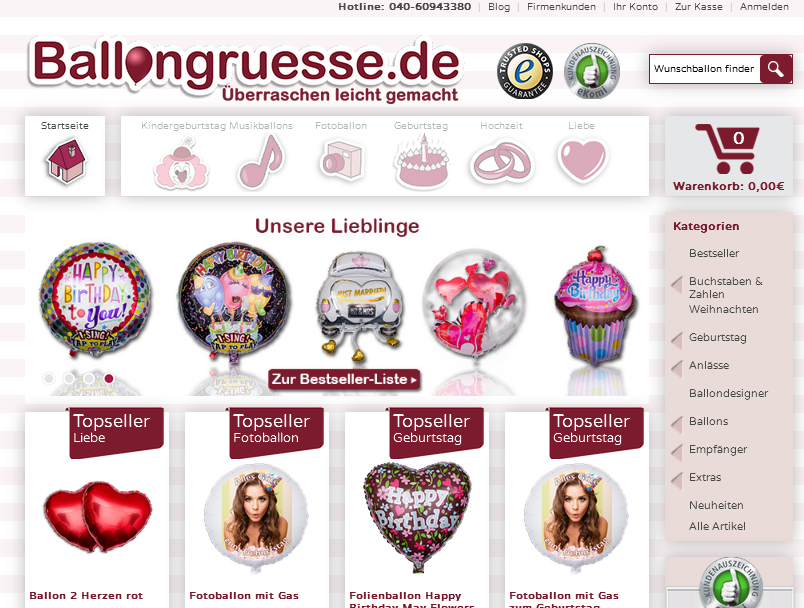 Ballongruesse.de Screenshot