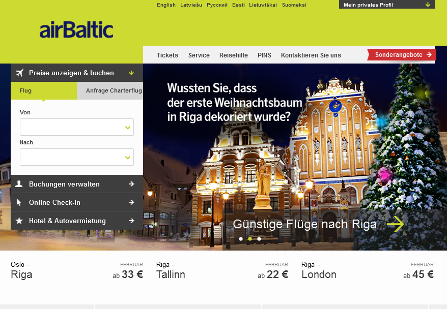airBaltic Screenshot