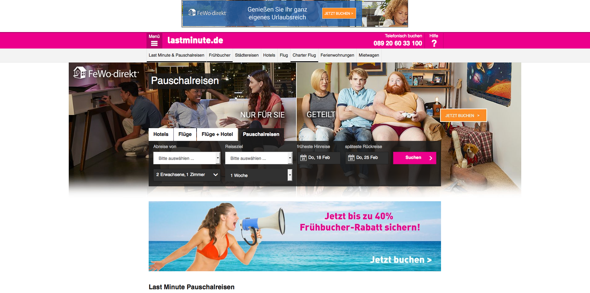 Lastminute.de Screenshot