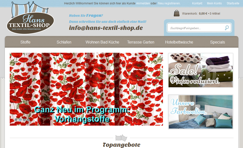 Hans-textil-shop.de Screenshot