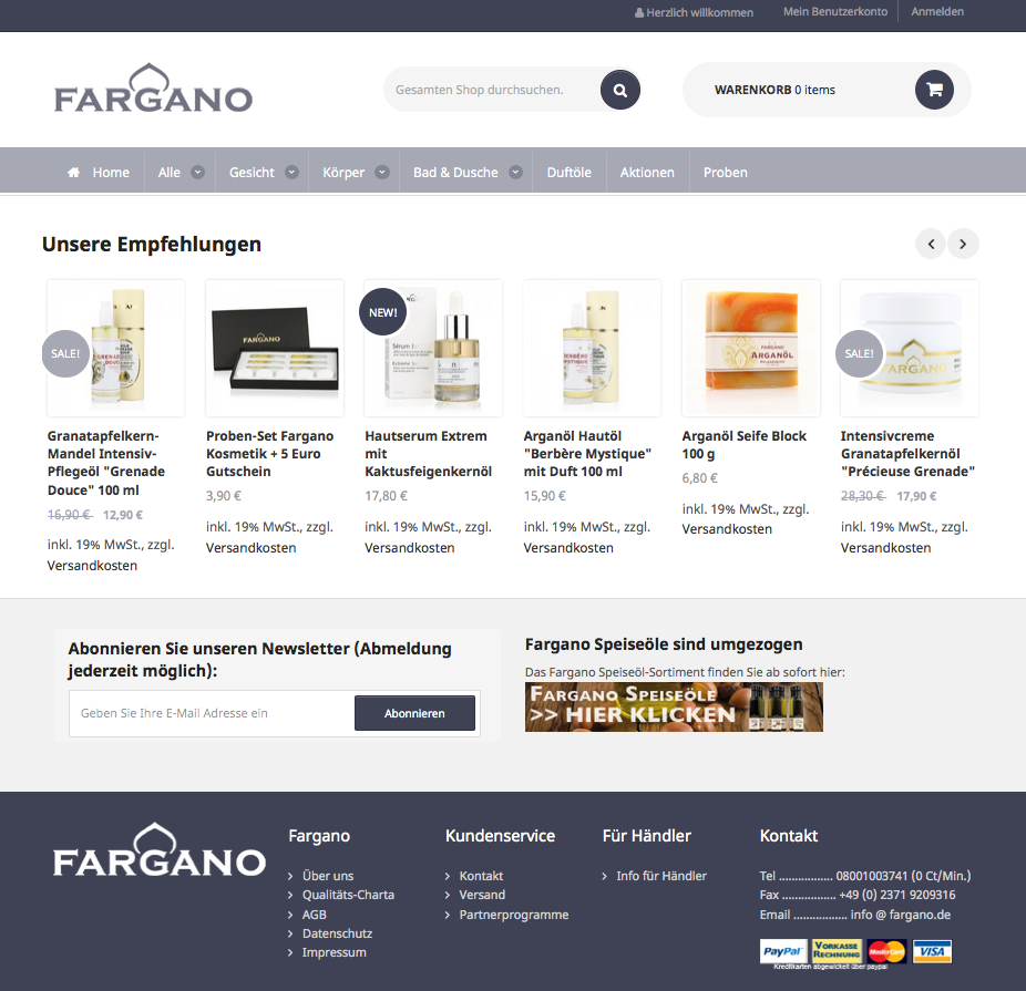 Fargano Cosmetics Screenshot
