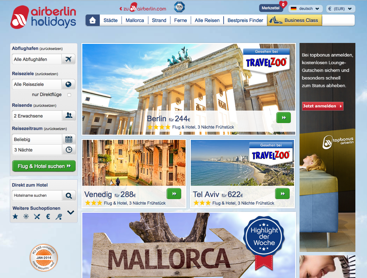 airberlin holidays Screenshot