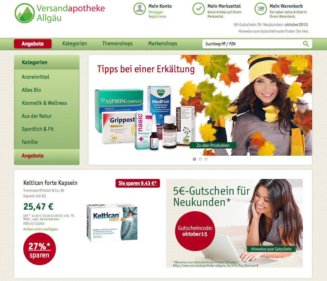 Versandapotheke Allgäu Screenshot