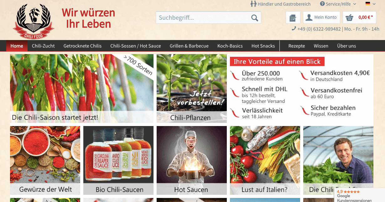 chili-shop24.de Screenshot
