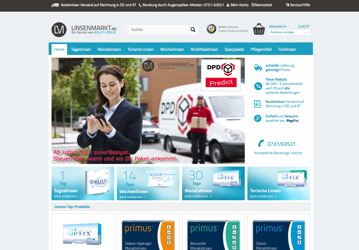 Linsenmarkt.de Screenshot