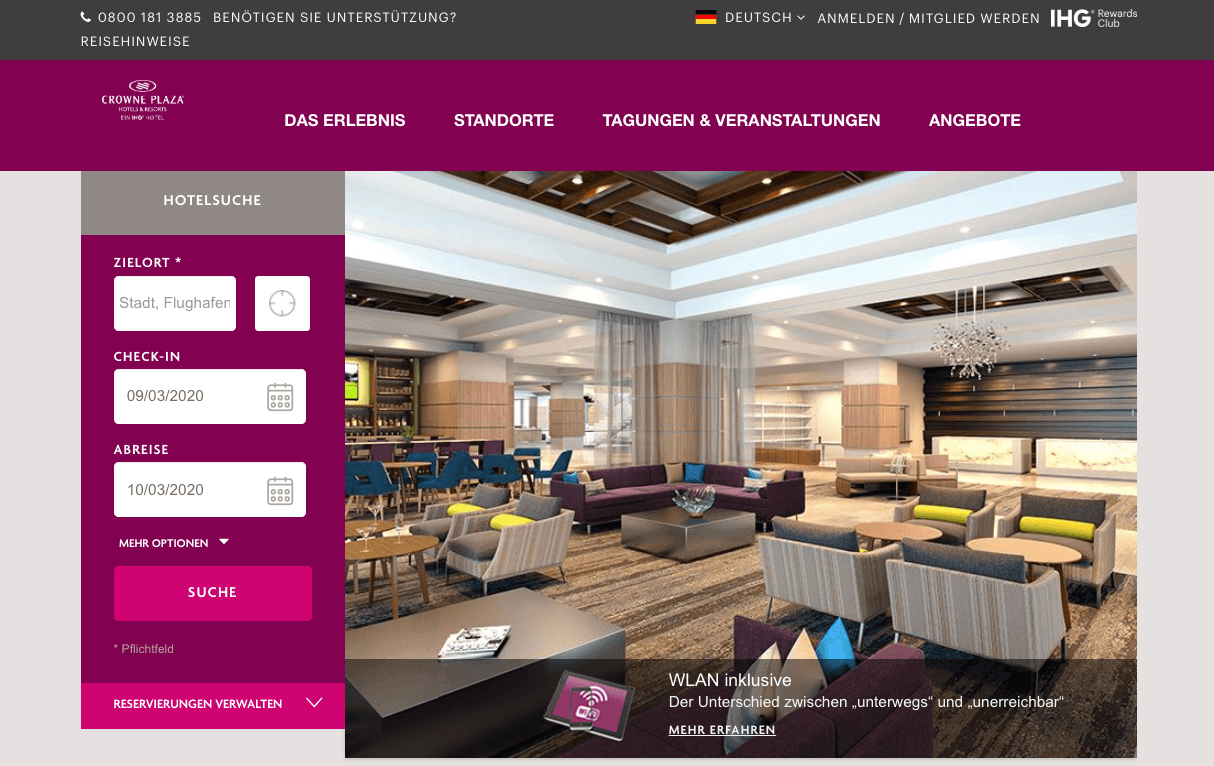 Crowne Plaza Hotels & Resorts Screenshot