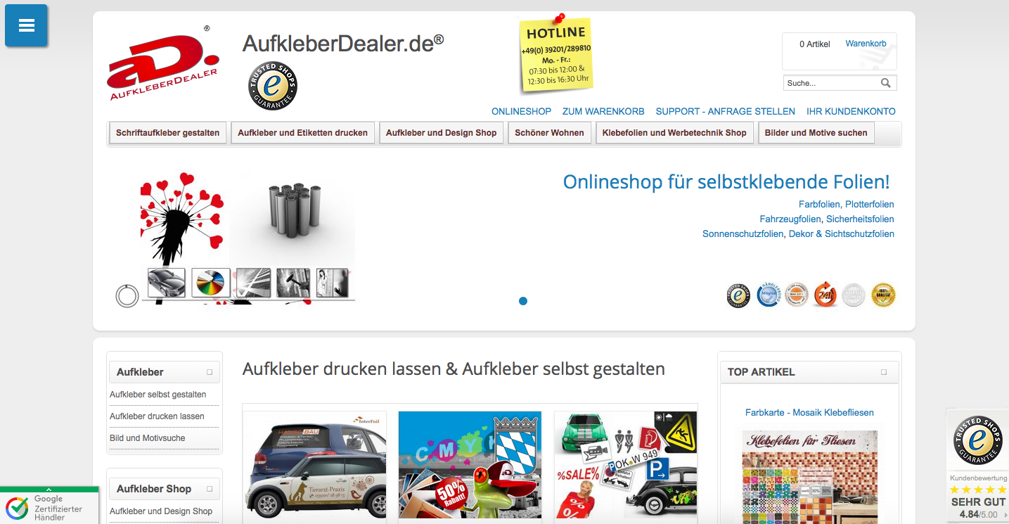 Aufkleberdealer.de Screenshot