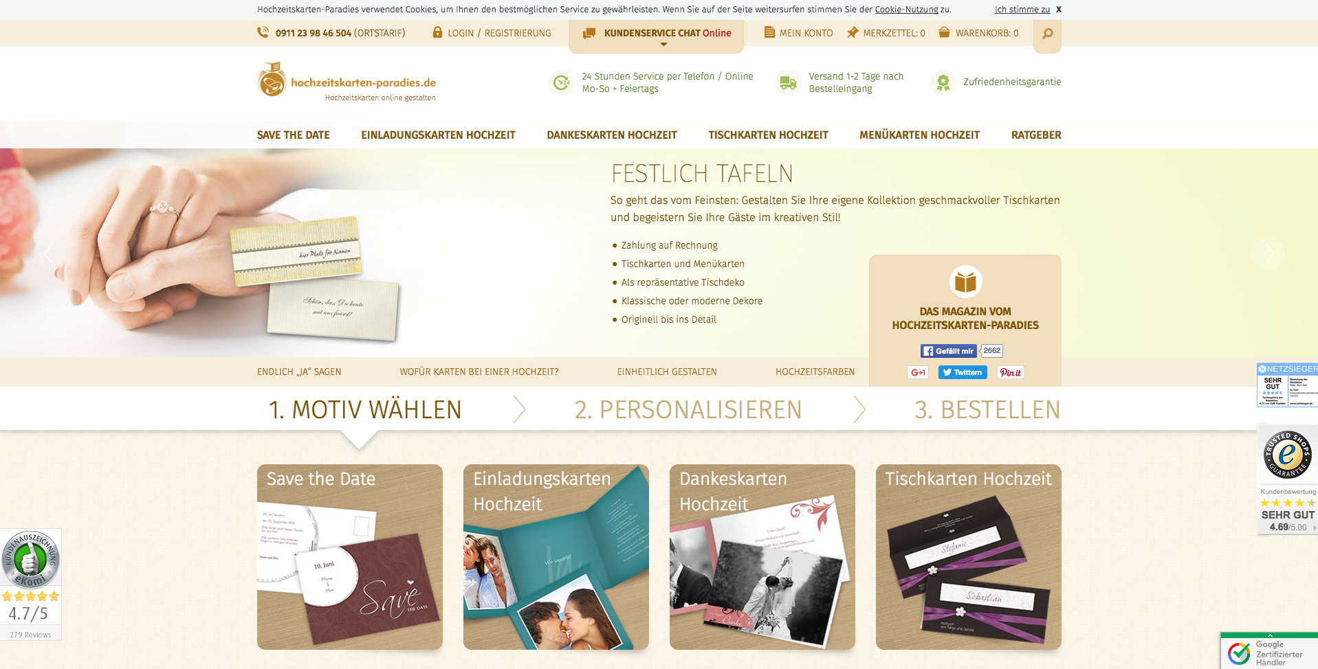 hochzeitskarten-paradies.de Screenshot