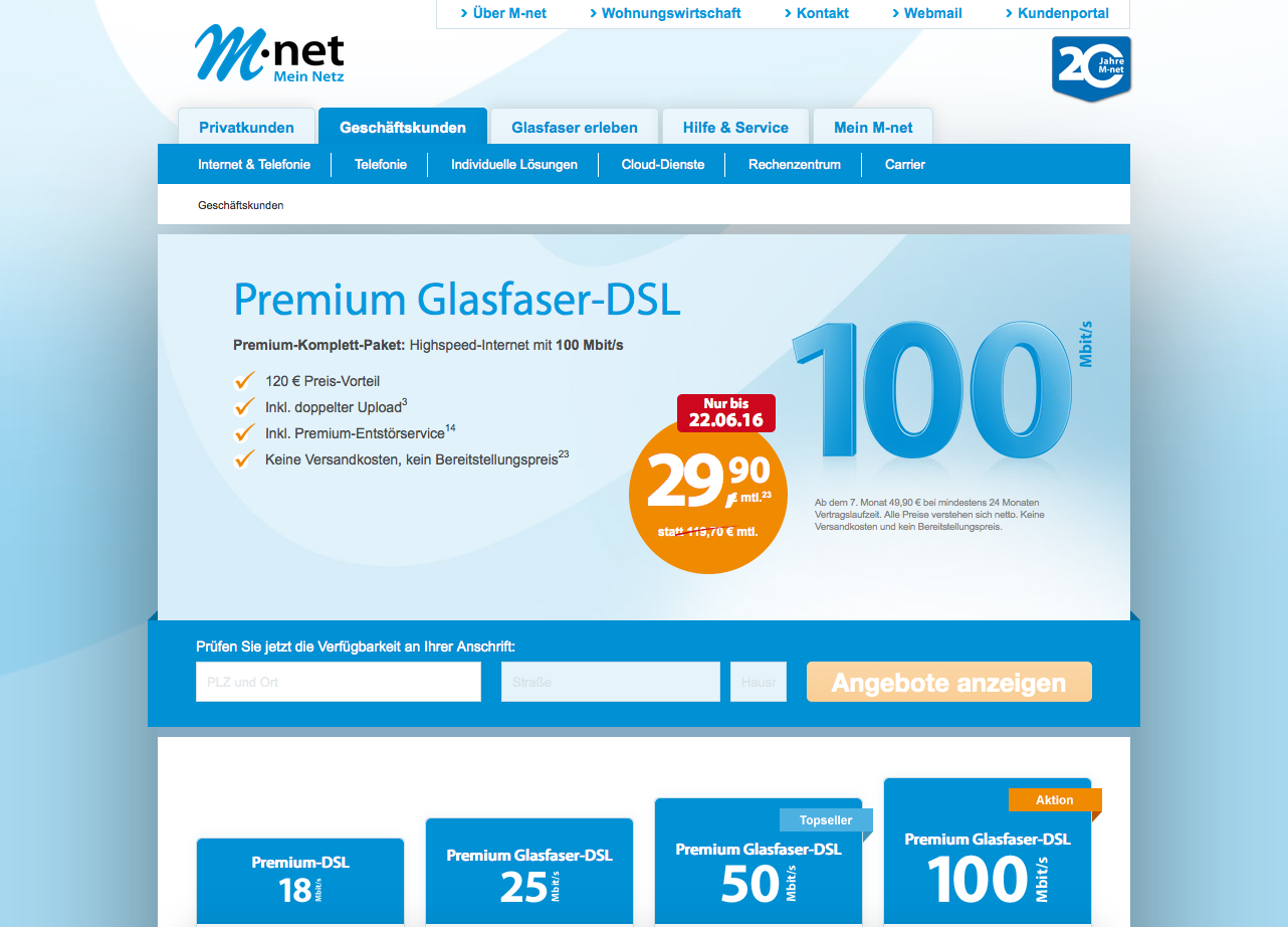 M-net Geschäftskunden Screenshot