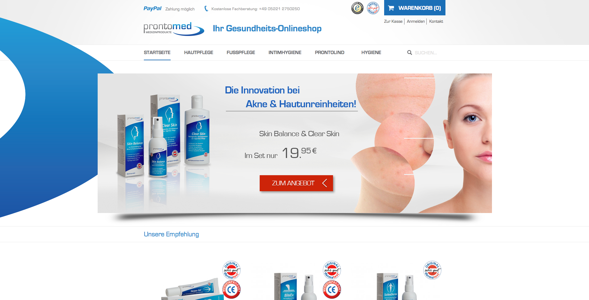 prontomed-shop.de Screenshot