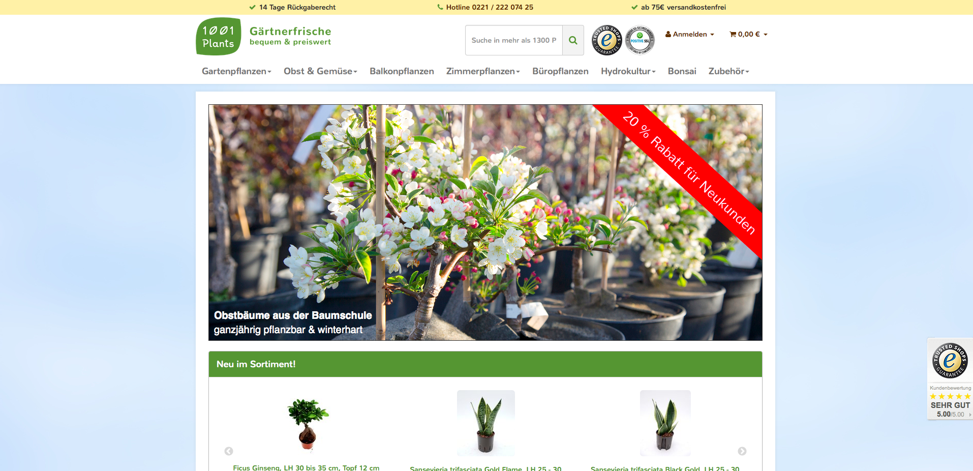 1001plants.de Screenshot
