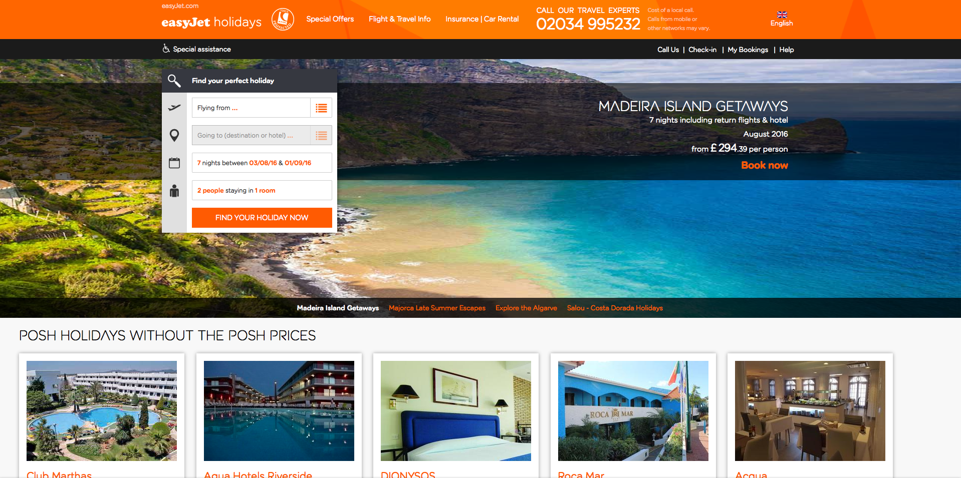 Easyjet Holidays DE Screenshot