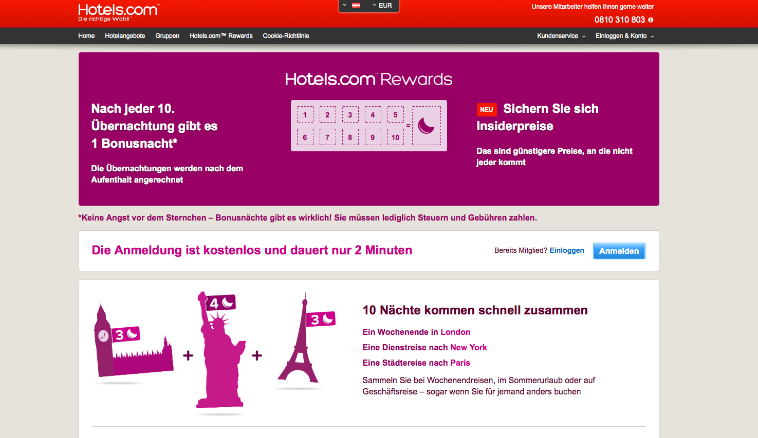 hotels.com AT Rewards Screenshot