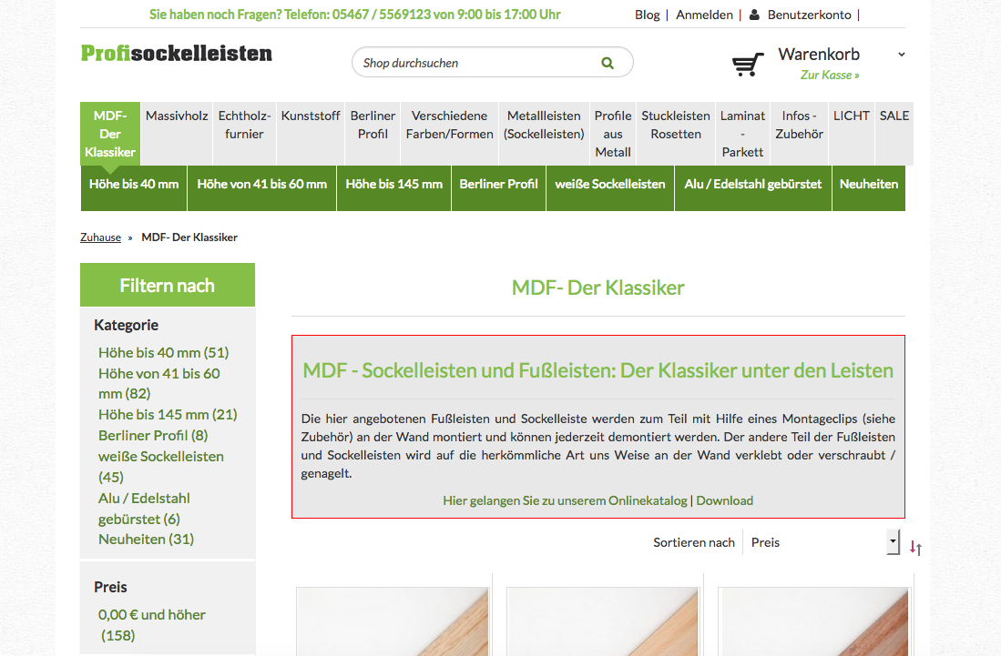Profisockelleisten Screenshot