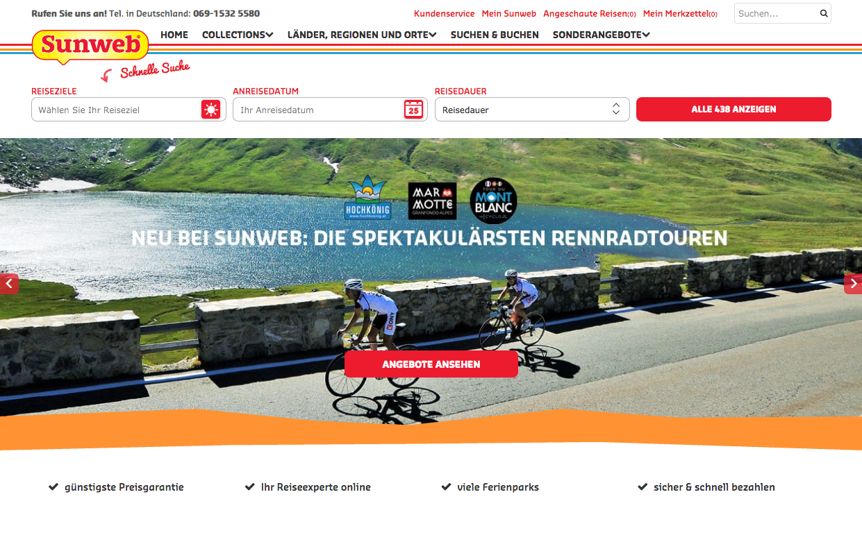 Sunweb Eigenanreise Screenshot