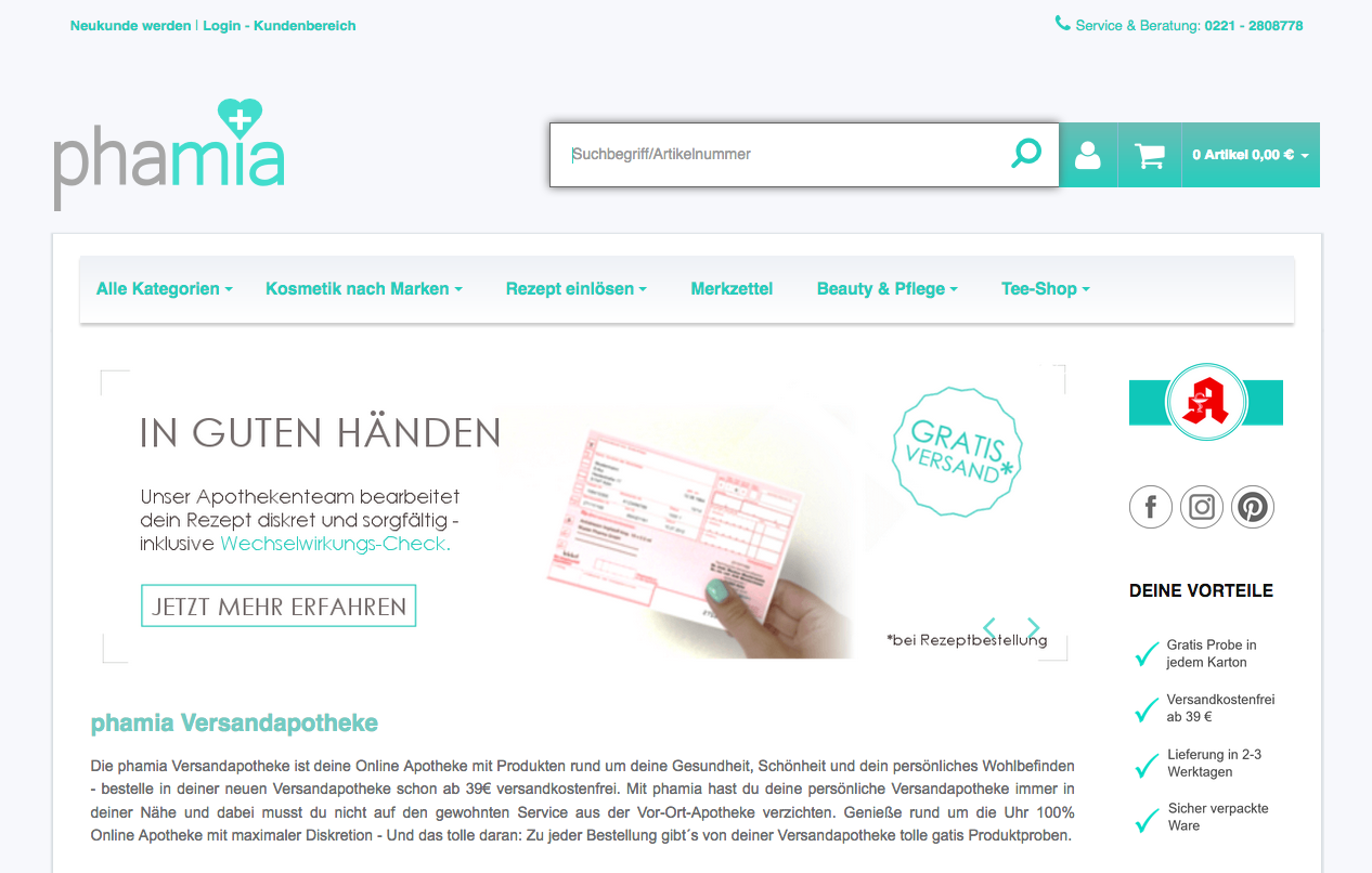 phamia Versandapotheke Screenshot