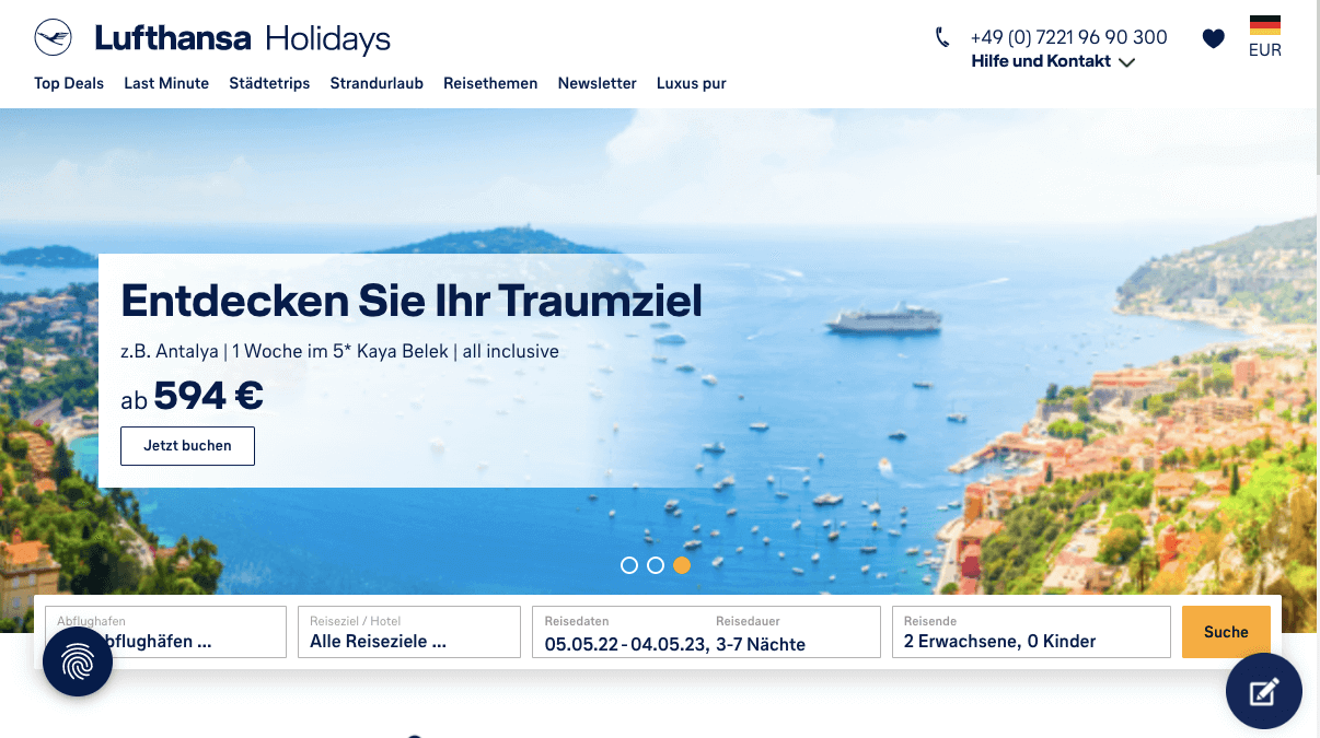 Lufthansa Holidays Screenshot