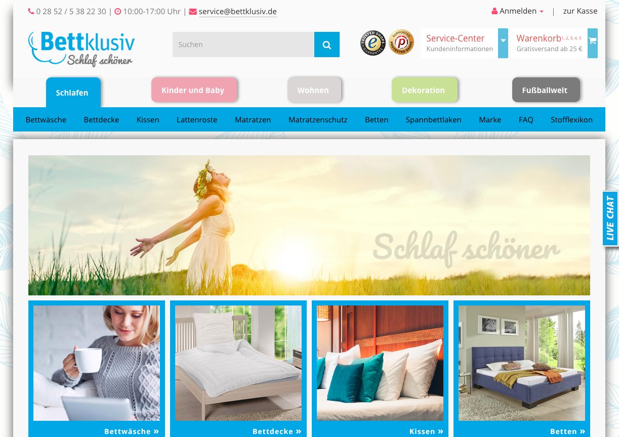 Bettklusiv Screenshot
