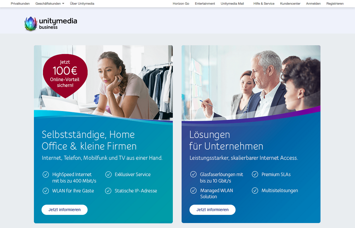 Unitymedia Business Screenshot