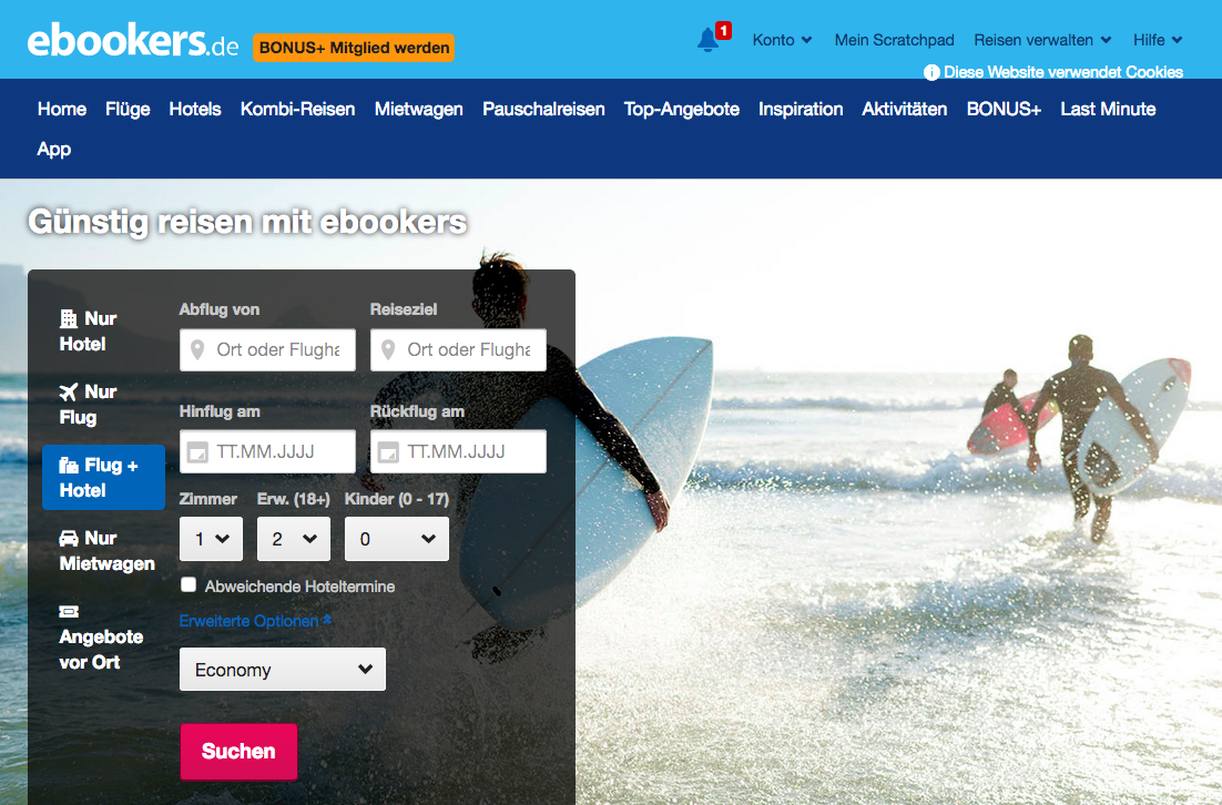 ebookers Aktion Screenshot
