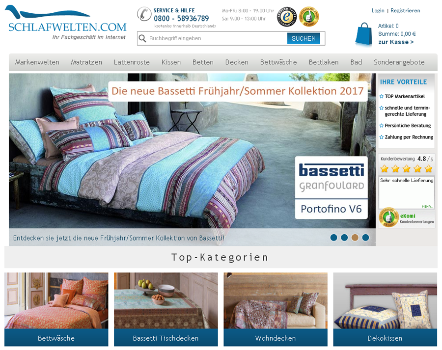 Schlafwelten.com Screenshot