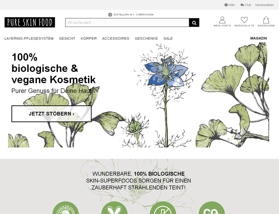 Pureskinfood.de Screenshot