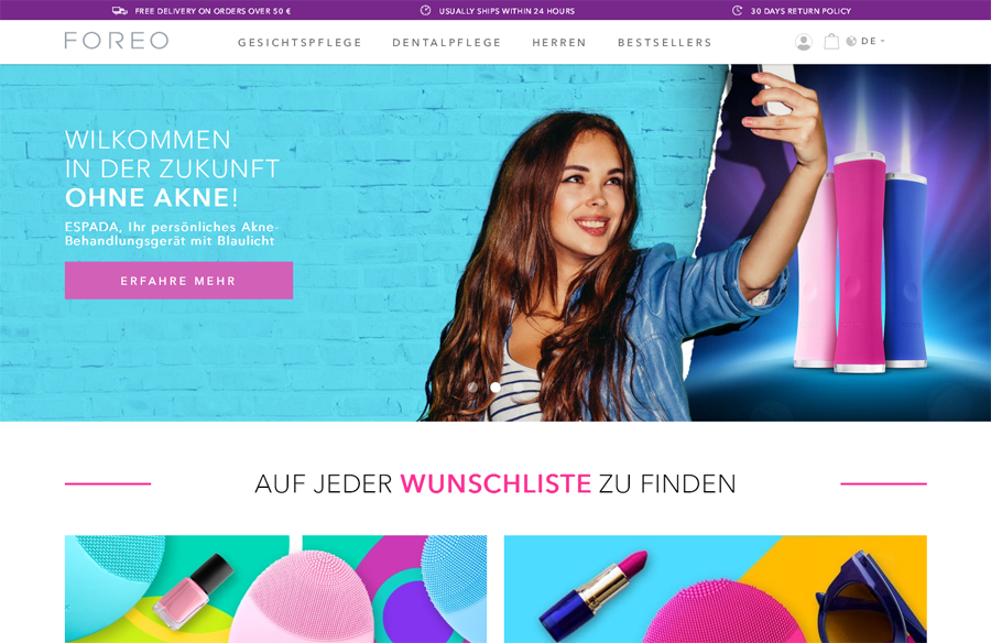 Foreo.com Screenshot