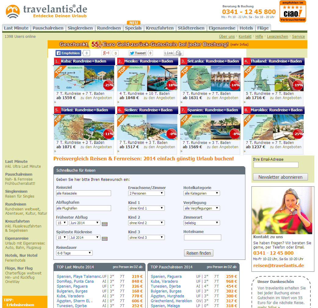 Travelantis.de Screenshot
