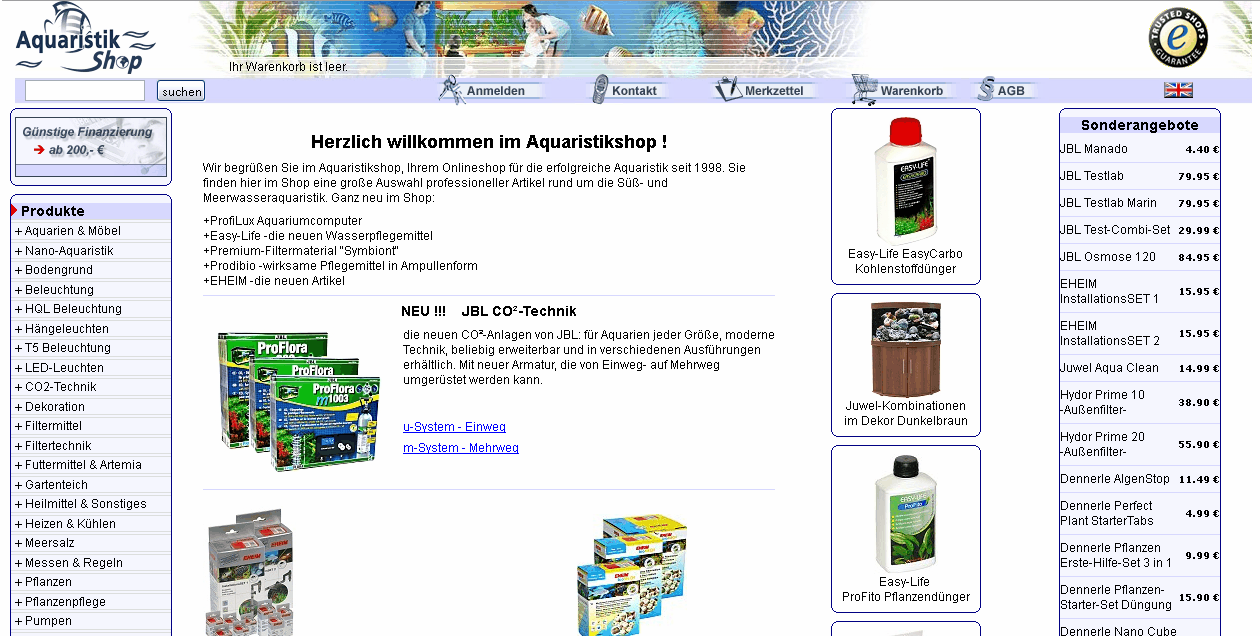 Aquaristikshop Screenshot